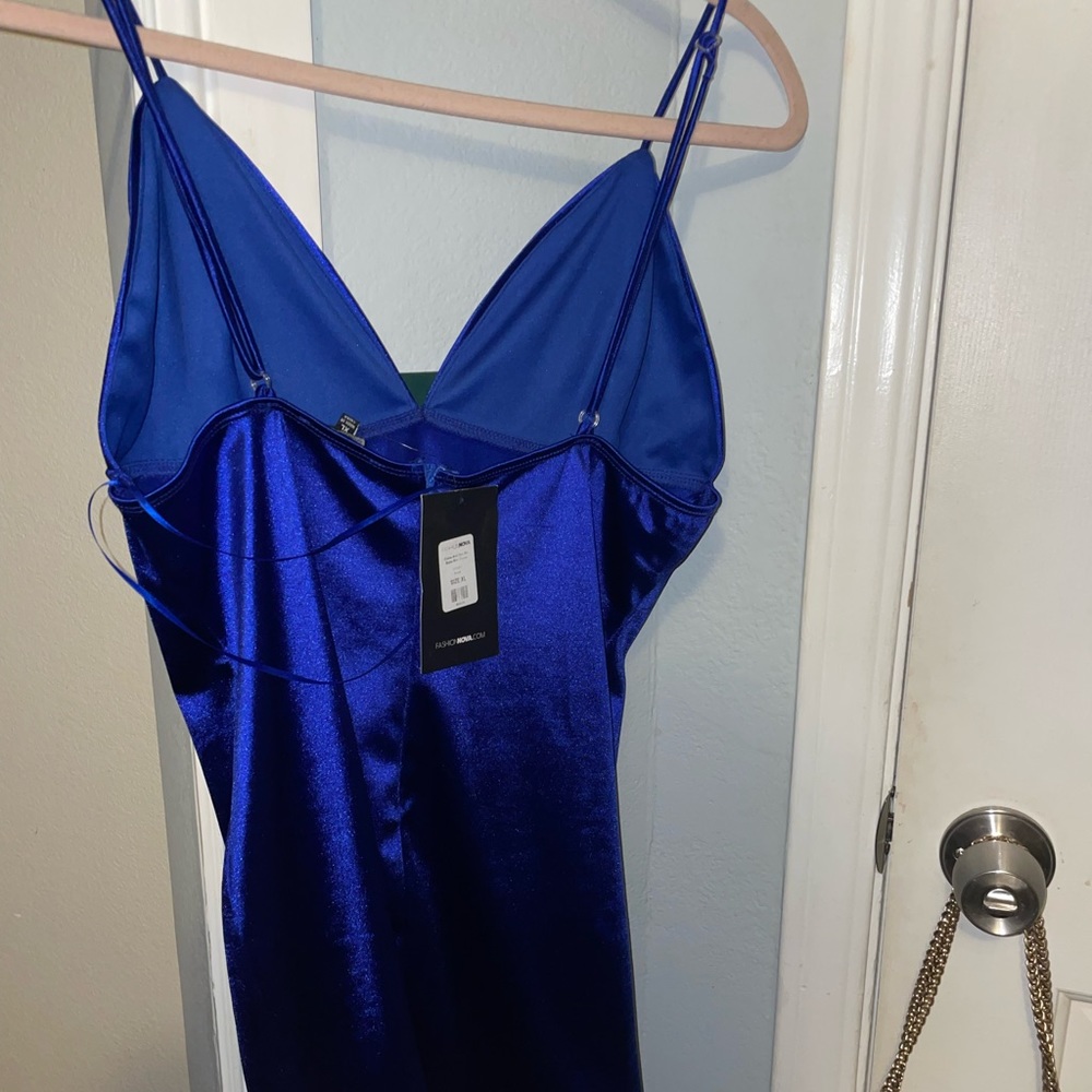 Blue satin Fashion Nova mini dress